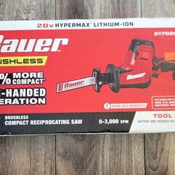 BAUER 20V Brushless Cordless Compact Reciprocating Saw – Tool Only(BRAND NEW FACTORY SEALED)