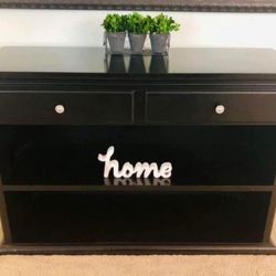 Black 2-Drawer Console Table with Bottom Shelves **Still available if listed**