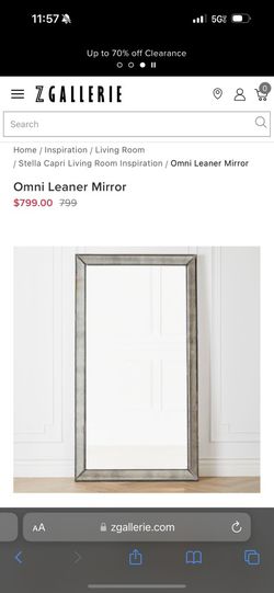 Large Beveled Beaded Leaner Mirror 72 Inches