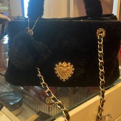Juicy Couture Y2K Black Fur Glam Tote