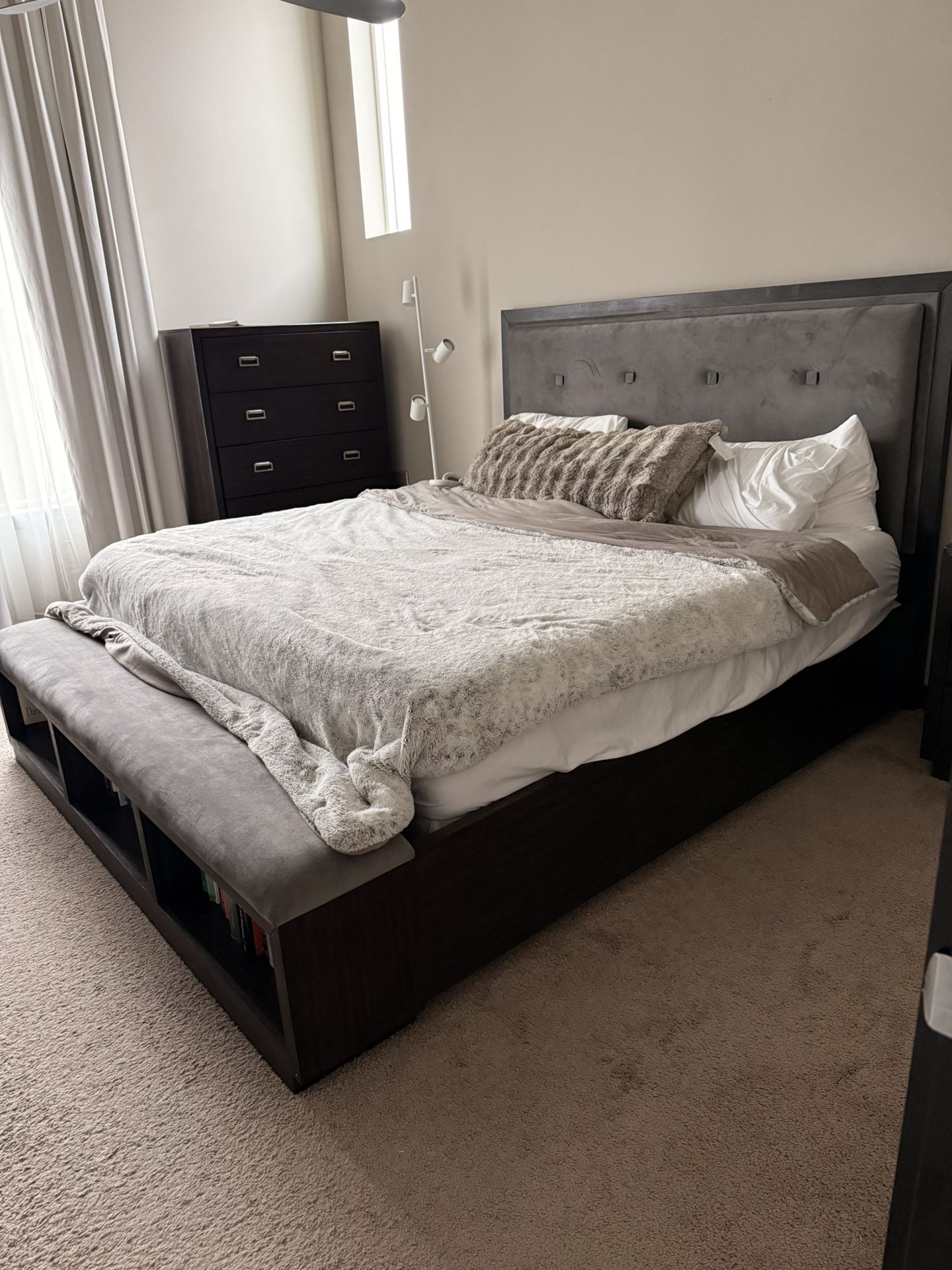 King size Bed frame with Bench