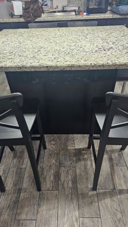 Counter height island and stools