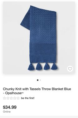 Chunky Knit with Tassels Throw Blanket Blue - Opalhouse™
