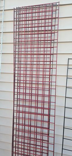 3 Red Metal Grid Panel Racks (18" x 91.5")