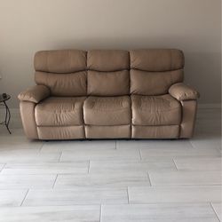 Two Tan Recline-able Leather Couches
