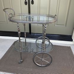 Antique/ Vintage And Rustic Brass Bar Cart