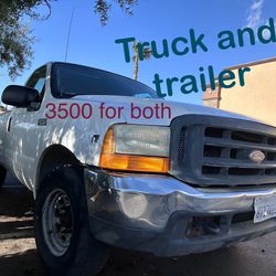 Car Trailer And 3/4 Ton Truck