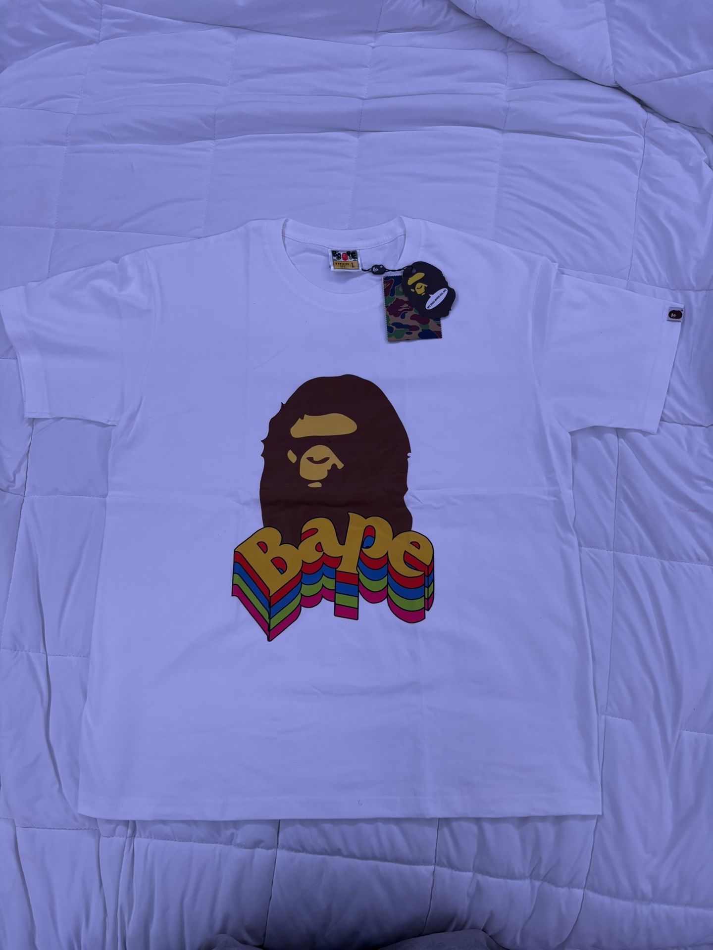 White Multi Colored Bape Tee