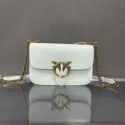 Pinko Chain Shoulder Bag White
