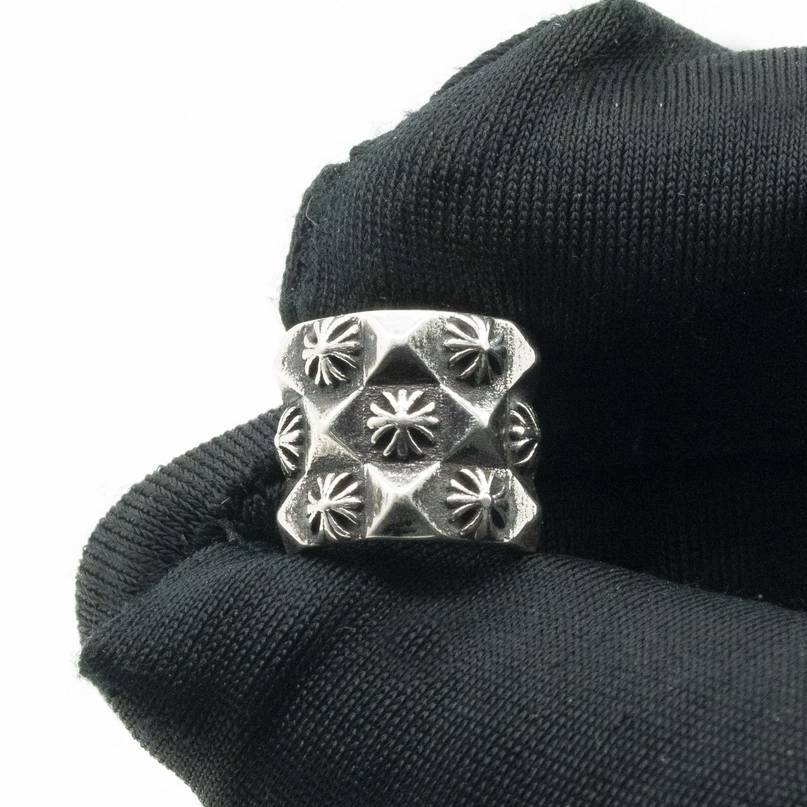 Chrome Hearts Cross Floral Ear Cuff, 925 Sterling Silver CH Earring