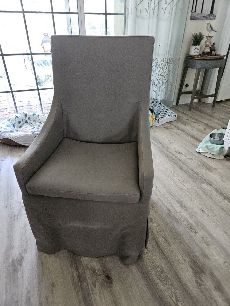 Space Saver High Back Upholstered Chair On Wheels Easy Slide Had In My Bedroom But Really Not Using It Can Put Anywhere For Guest Reading 85 Obo