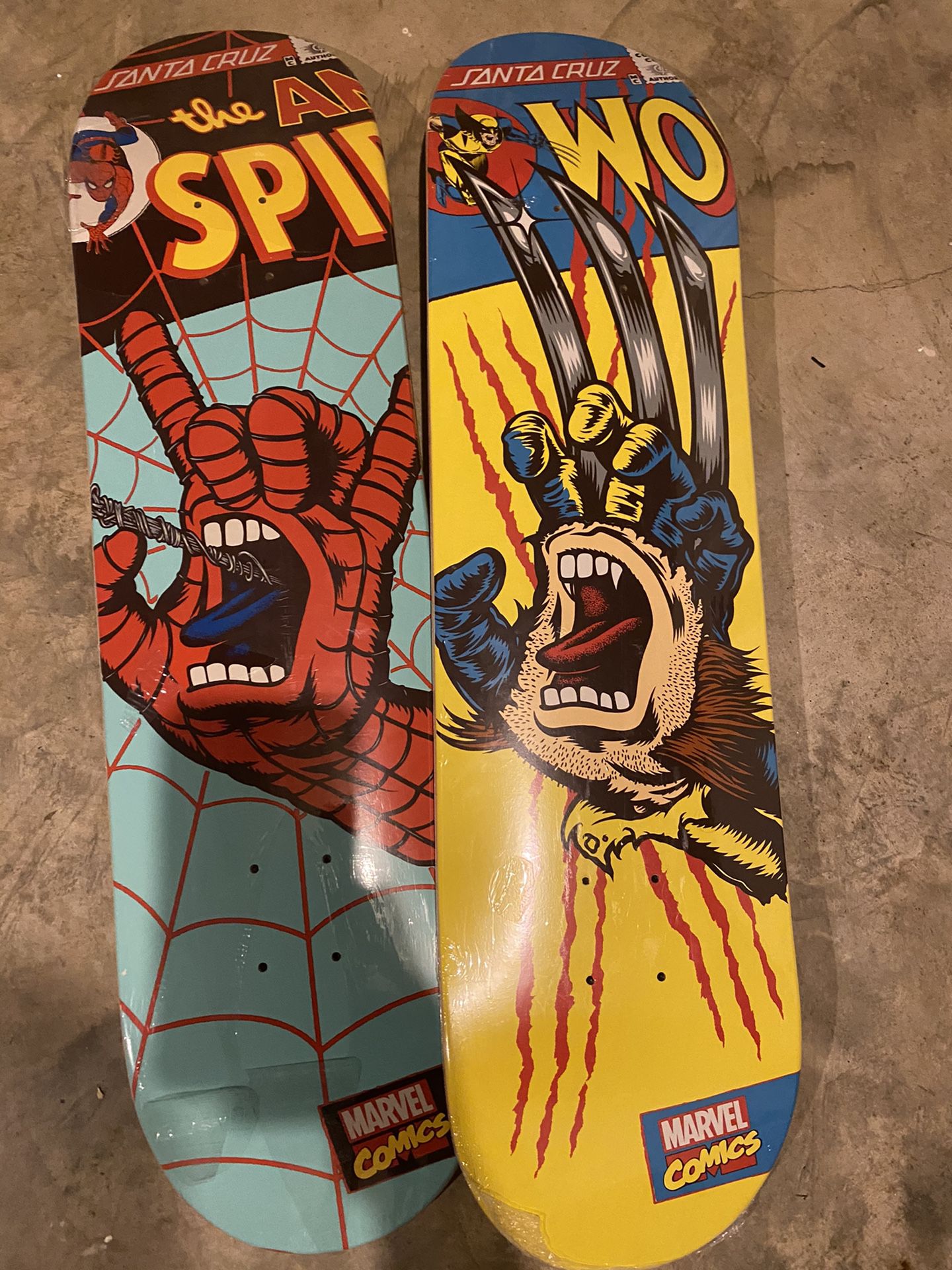 Skateboard deck mavel spiderman and Wolverine