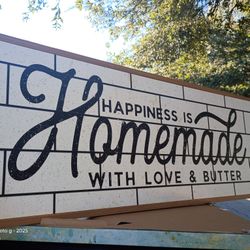Home decor, Wooden Sign, White & Black , Happiness Is Homemade 