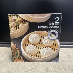 MIU 10" 2-tier bamboo steamer basket.
