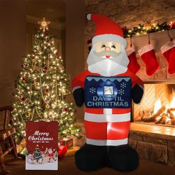 8 FT Christmas Inflatables Santa Claus, Inflatable Christmas Yard Decorations, Christmas Outdoor Decorations, Blow Up Santa with LED Lights for Xmas H