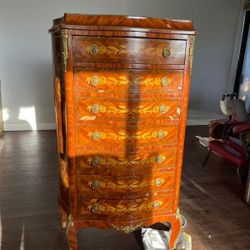 French Antique Dresser With Gold Accents