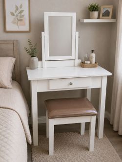 Frenchi Home Furnishing Vanity Set with Stool and Mirror
