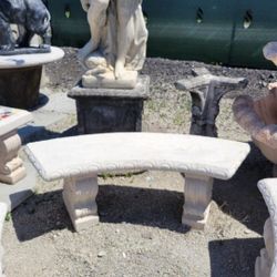 Concrete Plain Curved Benches / Cement Garden Patio Bench / Outdoor Patio Furniture