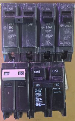 GE / Cutler-Hammer Circuit Breaker Lot – 20A–100A – $95 OBO