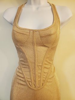NUDE SPARKLY JUMPSUIT WITH CORSET DETAIL (MED)
