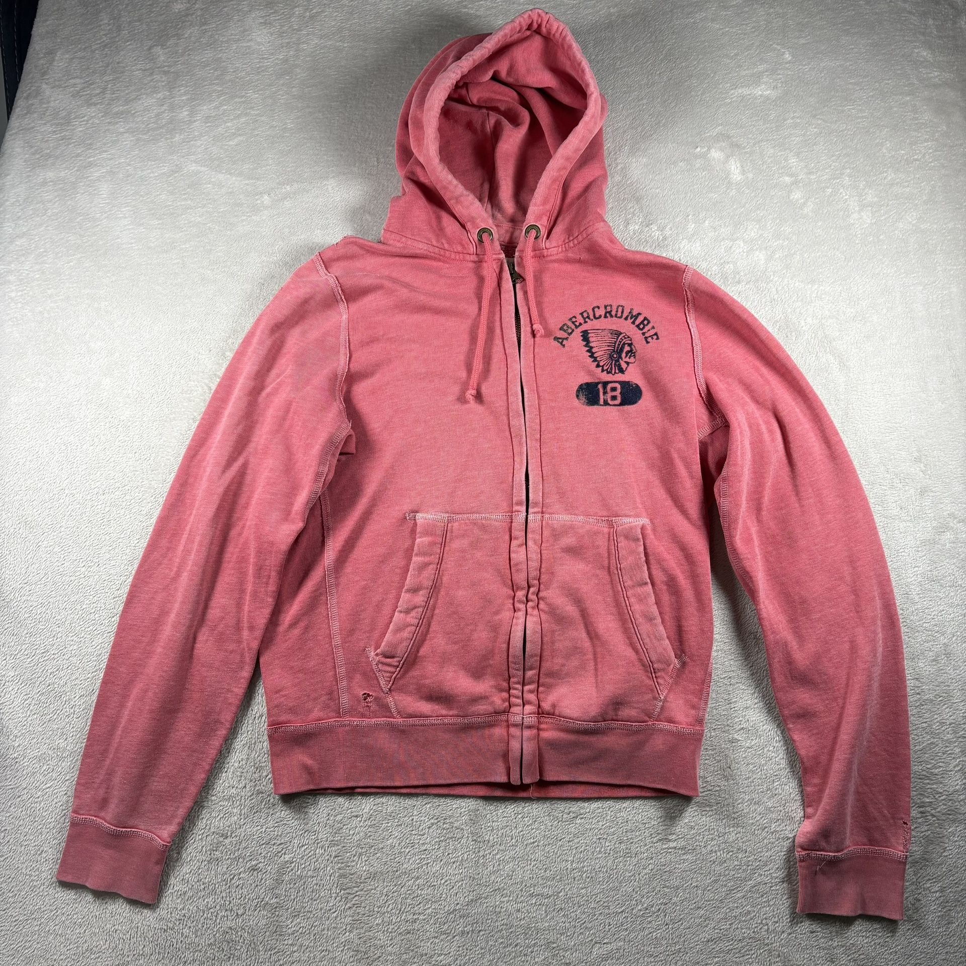 Abercrombie & Fitch Hoodie Men’s XL Red Y2K Native Indian Chief Distressed#1323