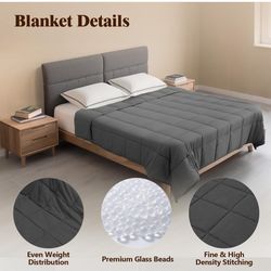 Weighted Blanket for Adults (20 lbs, 60" × 80", Grey) Queen Size Heavy Blanket for 190-210lbs, Breathable Weighted Throw Blanket with Glass Beads for 