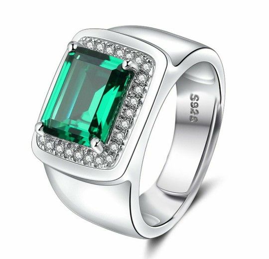 925 Sterling silver Ring Natural Gemstones Sapphire Stone Ring Adjustable Size Color Green