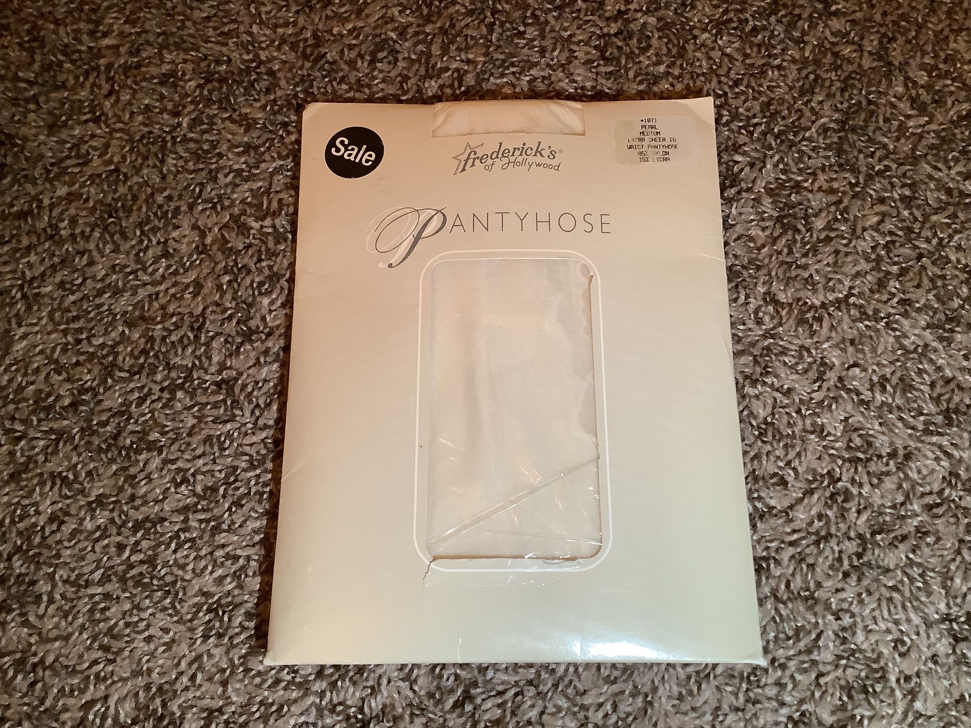 Frederick's of Hollywood sheer to waist pantyhose, color pearl, size: M