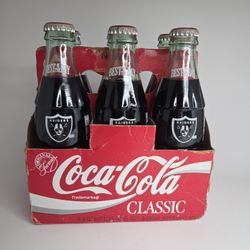 Vintage 1993 Coca-Cola Oakland Raiders "Best of the Bay" 6-Pack Sealed Bottles