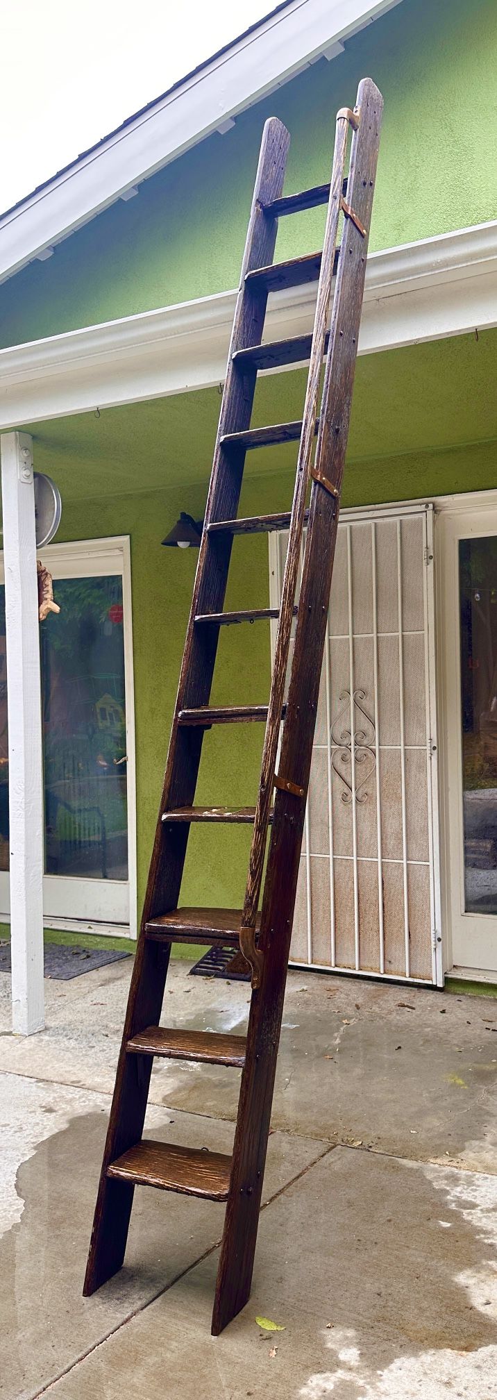 Rare Antique Wood Library Ladder Pantry Display Circa early 1900s