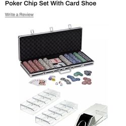 Fat Cat 500 Count Texas Hold'Em Dice Poker Chip Set With Card Shoe