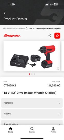 1/2 18V Snap on Impact with charger and battery