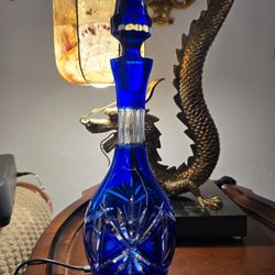 Cobalt Blue Cut Crystal Decanter
