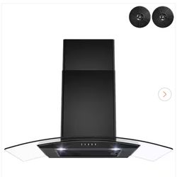 30 in. 217 CFM Convertible Wall Mount Range Hood with Tempered Glass and Carbon Filters in Black Painted Stainless Steel