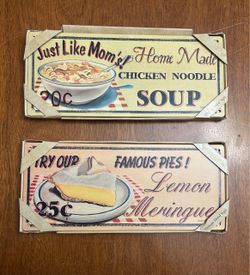 Pair of Metal Lunch Counter Signs Vintage Reproductions