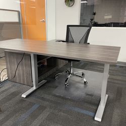 Adjustable Executive Office Desk & File Credenza