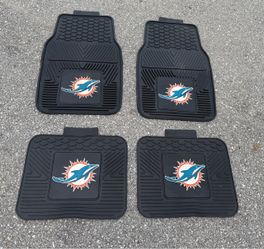 NFL Miami Dolphins 4-Piece Heavy Duty Rubber Car Floor Mats - Complete Set