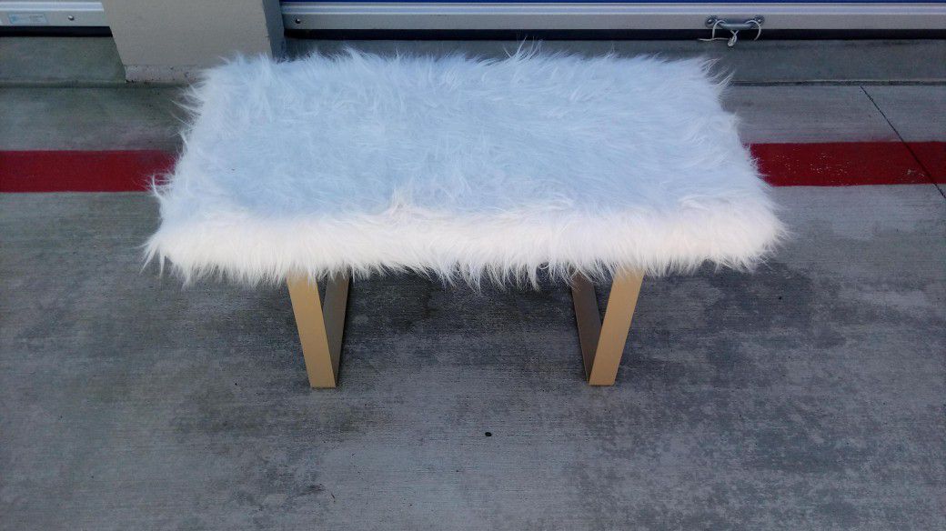 Modern Fur Topped Bench - Vanity Seat - Like New