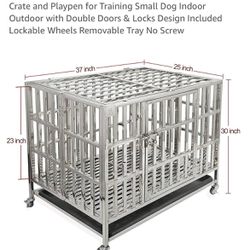 Confote 37” Heavy Duty Stainless Steel Dog Cage Kennel,crate.