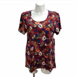 LulaRoe 2XL Classic T Dark Red Floral Pattern Multicolored New