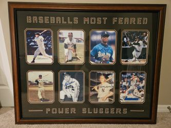 Framed Collection Of Autographed Photos From MLB Legends