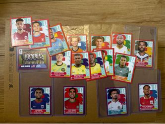 FIFA panini stickers red, purple rare parallels.