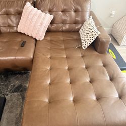 Brown leather couch