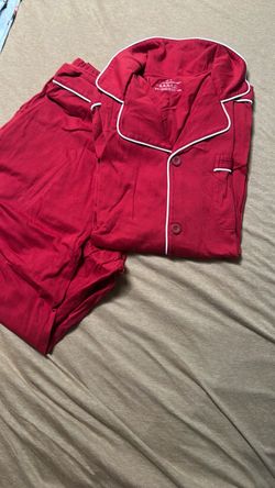 Red Pajama Set with White Piping