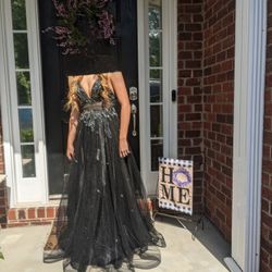 Black And Silver Prom Dress