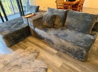 Large Sectional Cloud Couch. Modular Corduroy Sofa Bed With Deep Seat.U-Shaped Boneless Sofa Couches For LivingRoom & Apartment, Bedroom. No Assembly 