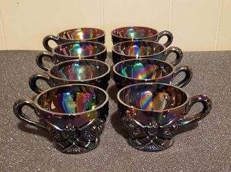 Vintage Carnival Glass punch cups amethyst