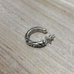 925 Sterling Silver Chrome Hearts Scroll Hoop Earring