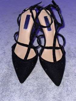 INC black jeweled heels 8W