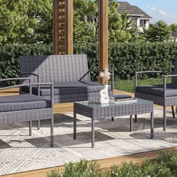 New Gray Patio Set Outdoor Furniture 